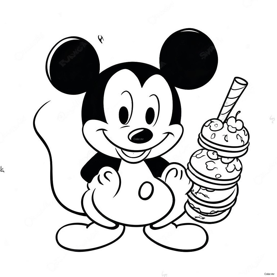 Mickey Mouse With Delicious Snacks Coloring Page 62939 52111