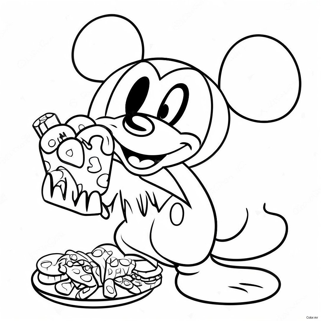 Mickey Mouse With Delicious Snacks Coloring Page 62939 52112