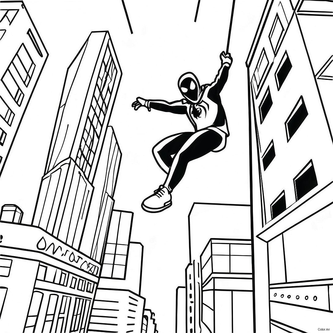 Miles Morales Swinging Through The City Coloring Page 27764 25255