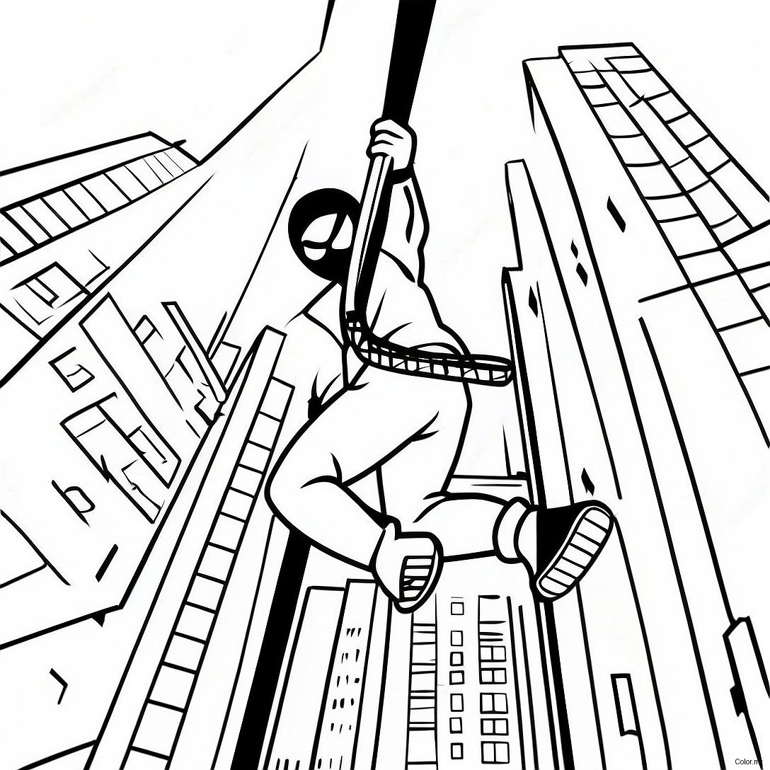 Miles Morales Swinging Through The City Coloring Page 27764 25256