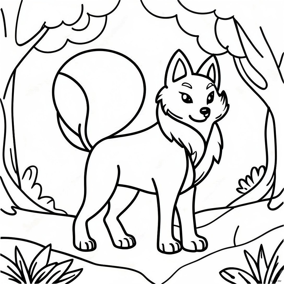 Mythical Nine Tailed Fox In Forest Coloring Page 18969 15868