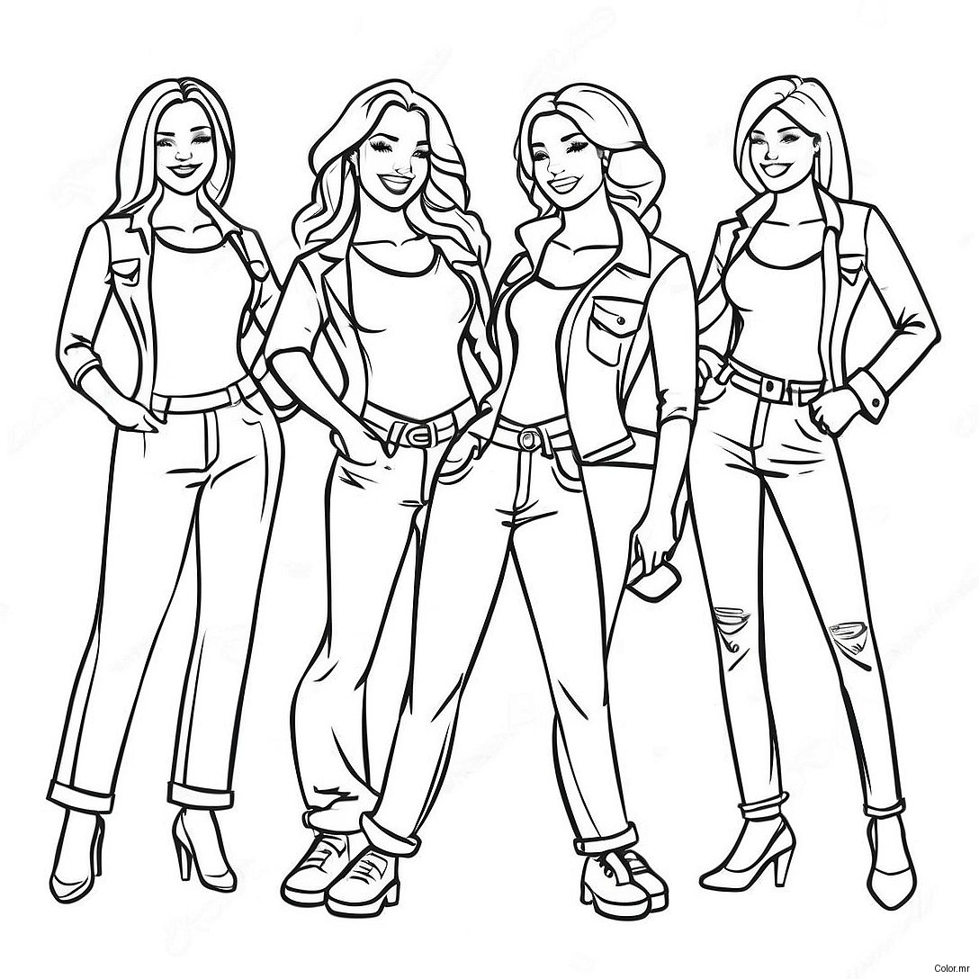 Newjeans Members In Fun Poses Coloring Page 41570 34505