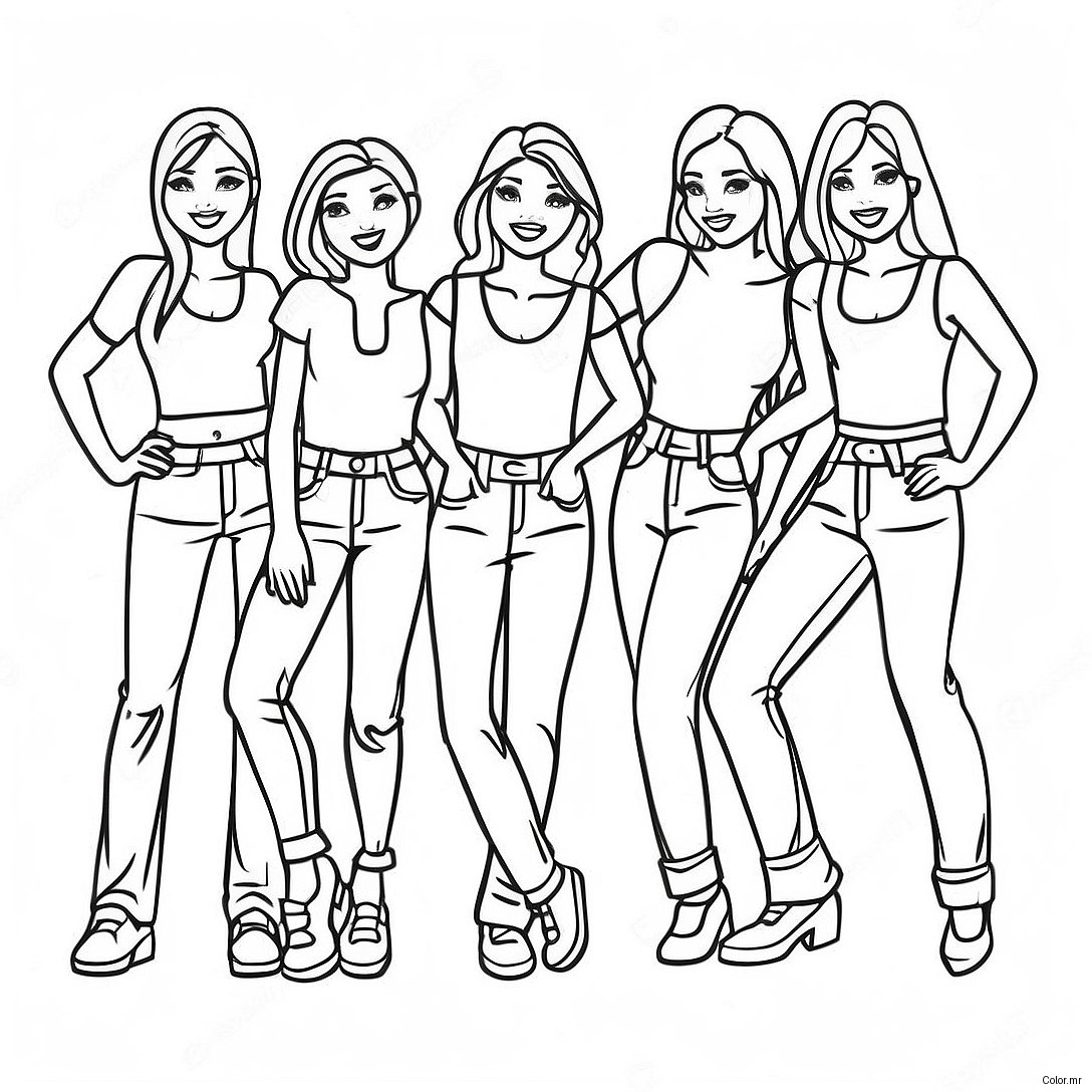 Newjeans Members In Fun Poses Coloring Page 41570 34508