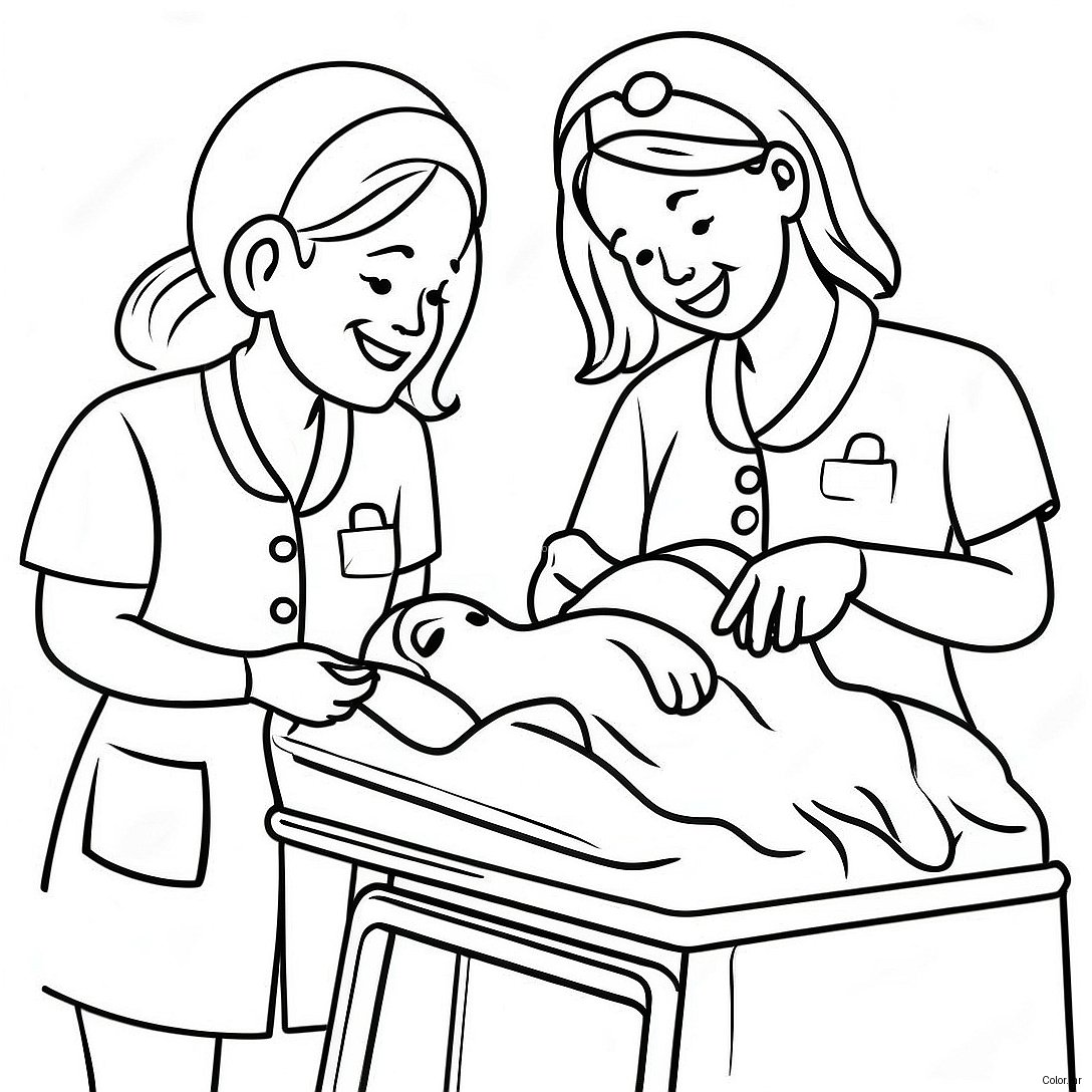 Nicu Nurses Caring For Babies Coloring Page 60397 50113