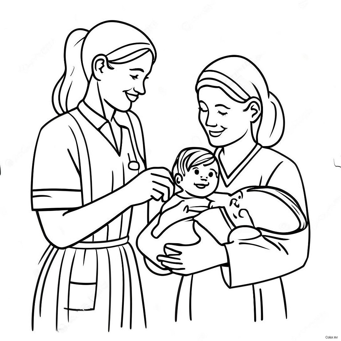 Nicu Nurses Caring For Babies Coloring Page 60397 50114
