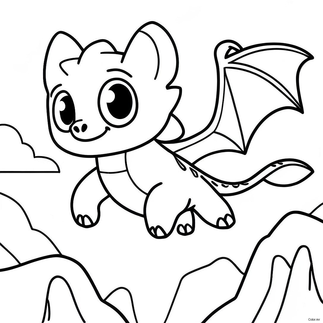 Night Fury Flying Over Mountains Coloring Page 22764 20950