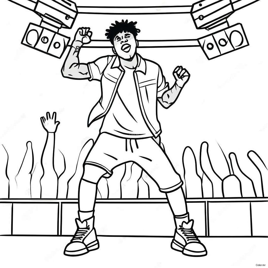 Nle Choppa Performing On Stage Coloring Page 24525 22523
