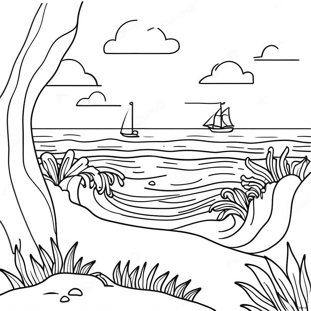 Outer Banks Sunset Over The Ocean Coloring Page 3811 3085