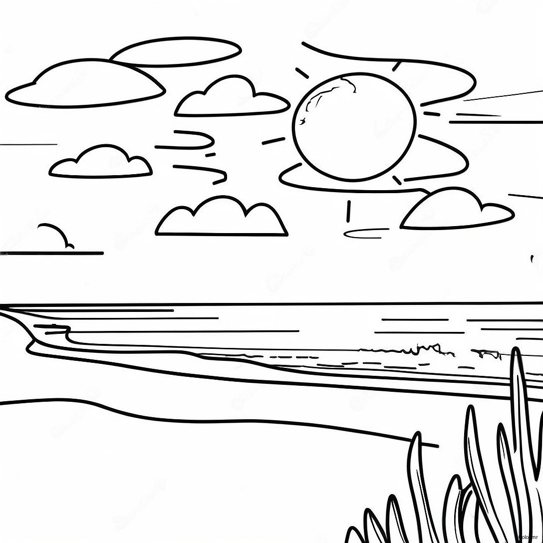 Outer Banks Sunset Over The Ocean Coloring Page 3811 3088
