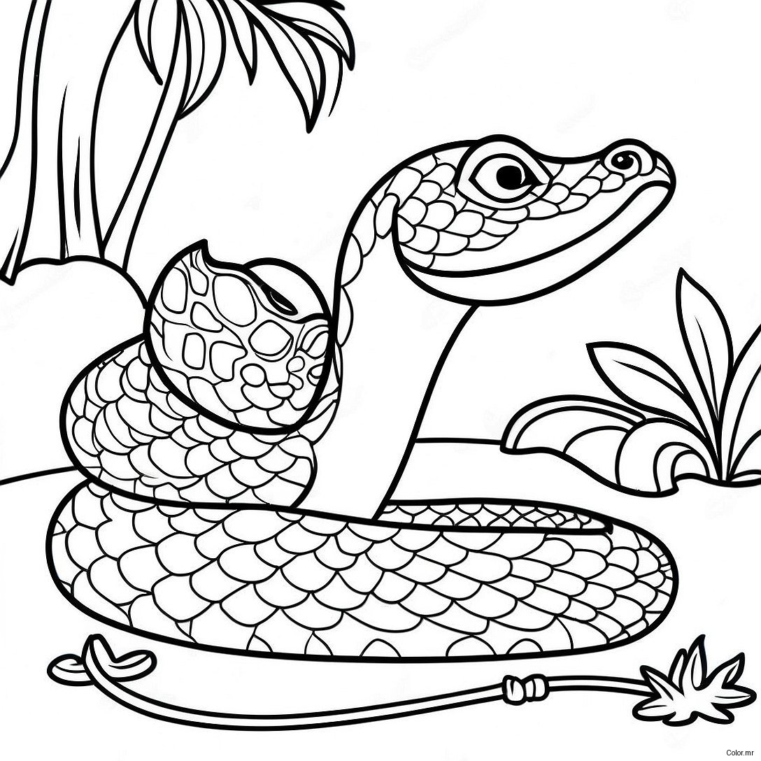 Page A Colorier Anaconda Realiste Dans La Jungle 16332 13777
