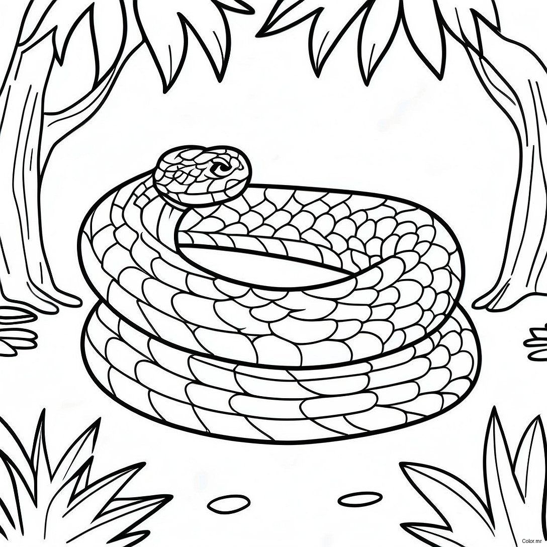 Page A Colorier Anaconda Realiste Dans La Jungle 16332 13778