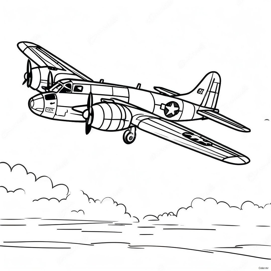 Page A Colorier B 17 Bomber Vintage En Vol 74396 61381