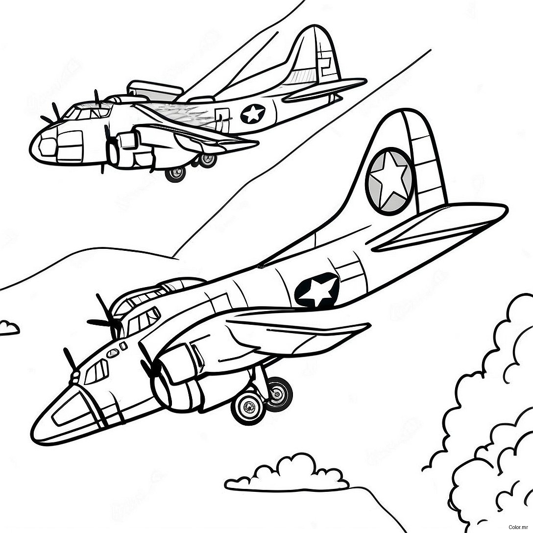 Page A Colorier B 17 Bomber Vintage En Vol 74396 61383