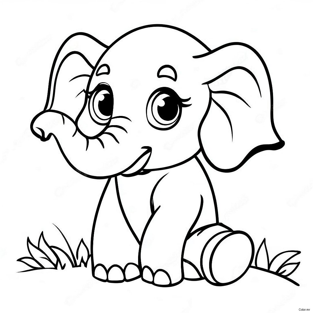 Page A Colorier Bebe Elephant Realiste Mignon 11708 9590