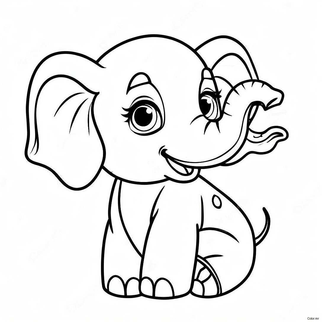 Page A Colorier Bebe Elephant Realiste Mignon 11708 9592