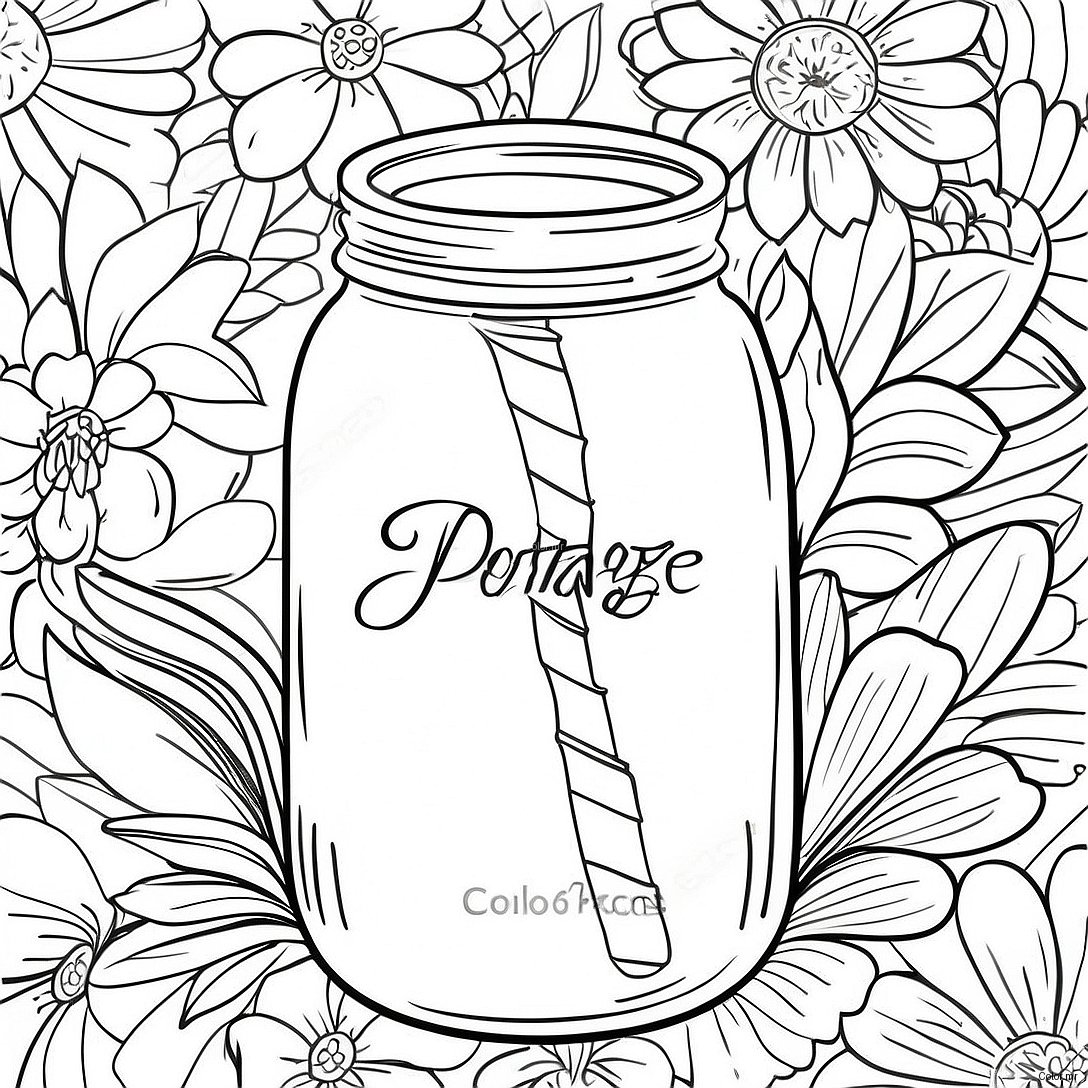 Page A Colorier Bocal Mason Vintage 18366 15387