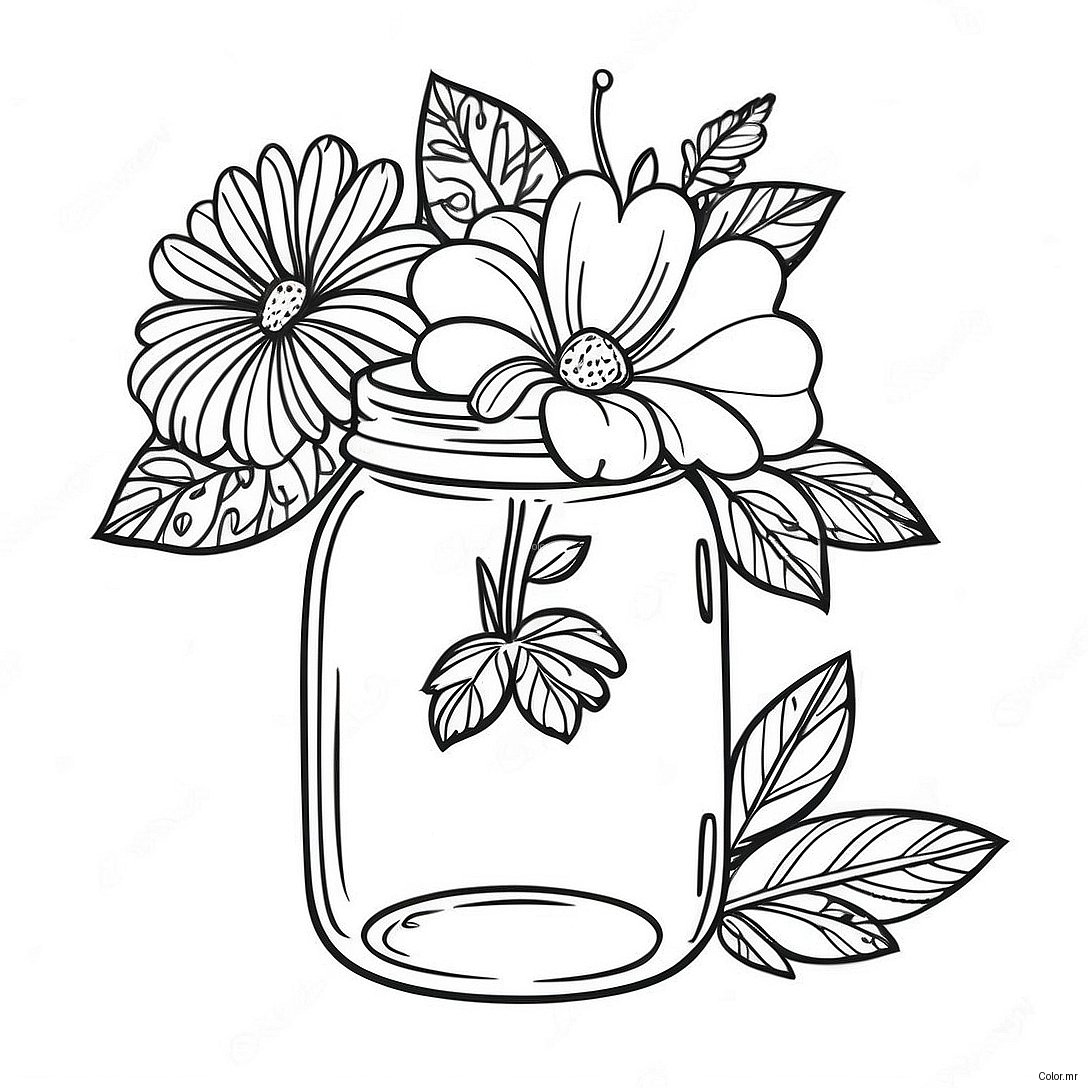 Page A Colorier Bocal Mason Vintage 18366 15388
