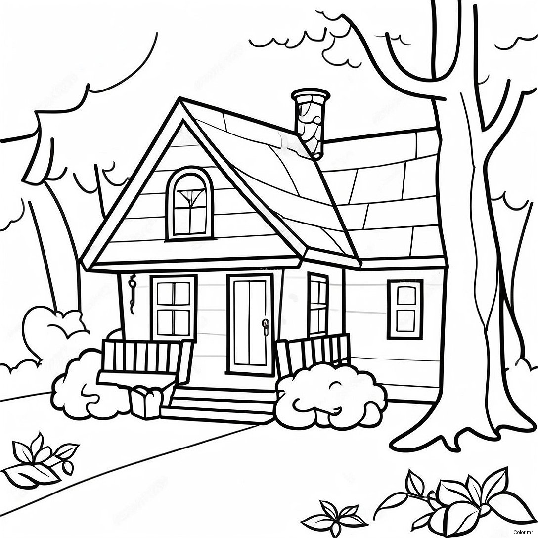 Page A Colorier Cottage Charmant Dans La Foret 70094 57962