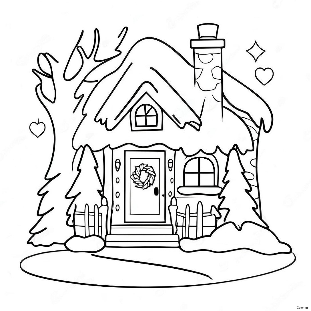 Page A Colorier Cottage De Noel Confortable 26403 24181