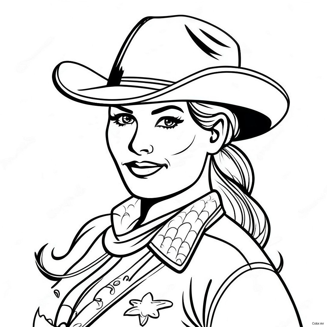 Page A Colorier Cowgirl Vintage Avec Lasso 38727 32186