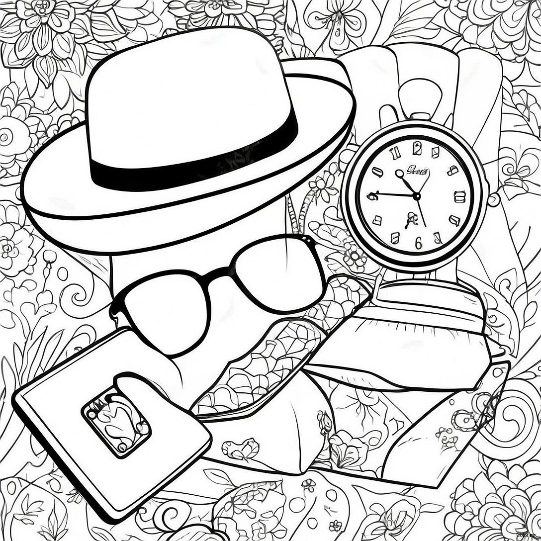 Page A Colorier Daccessoires Vintage Hipster 33242 17469