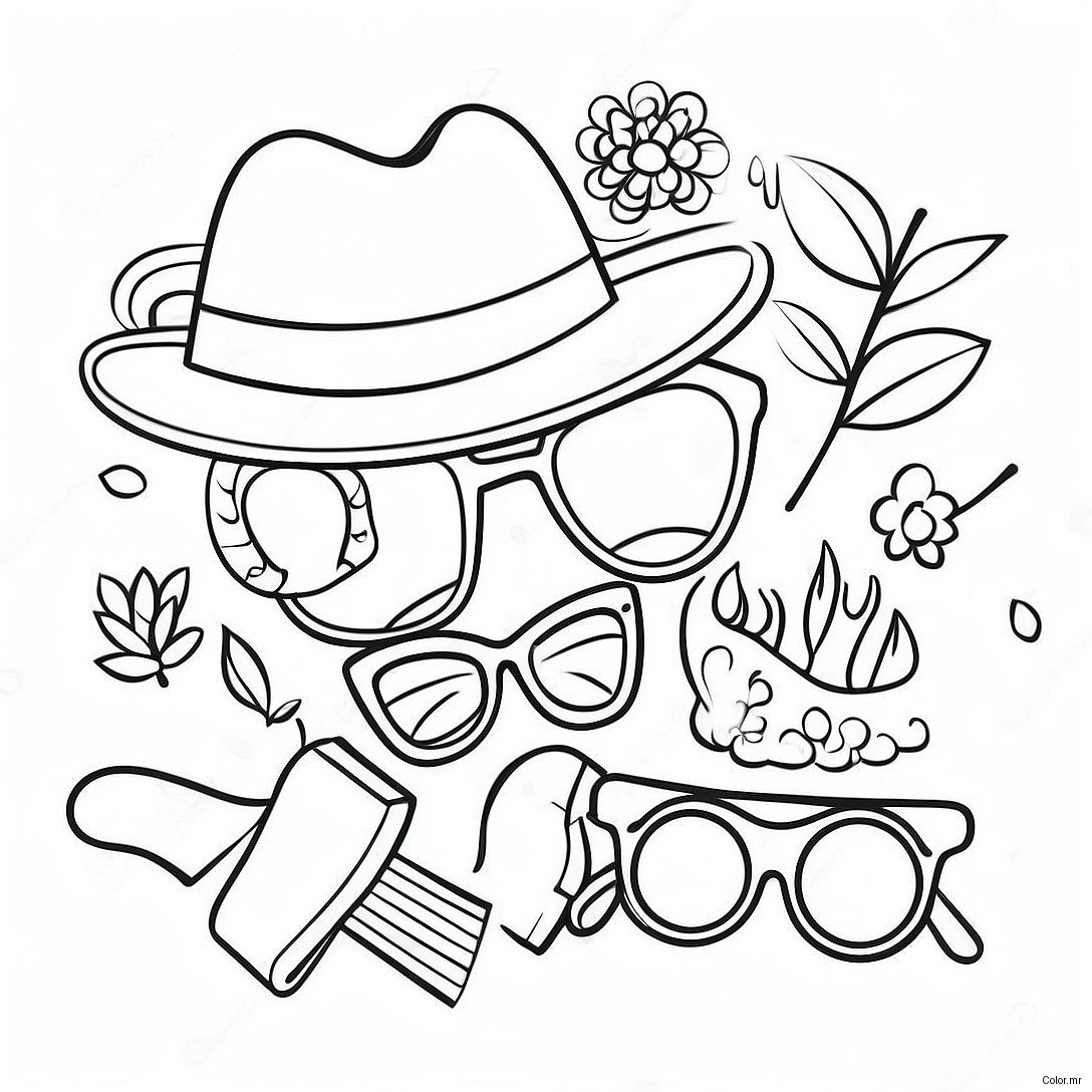 Page A Colorier Daccessoires Vintage Hipster 33242 17472