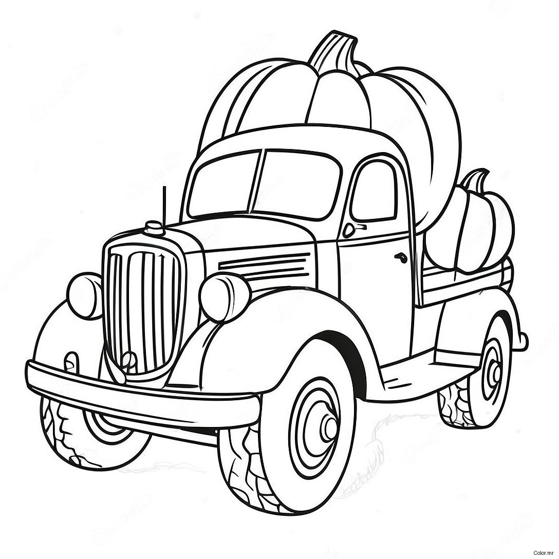 Page A Colorier De Camion De Citrouille Vintage 65971 54493