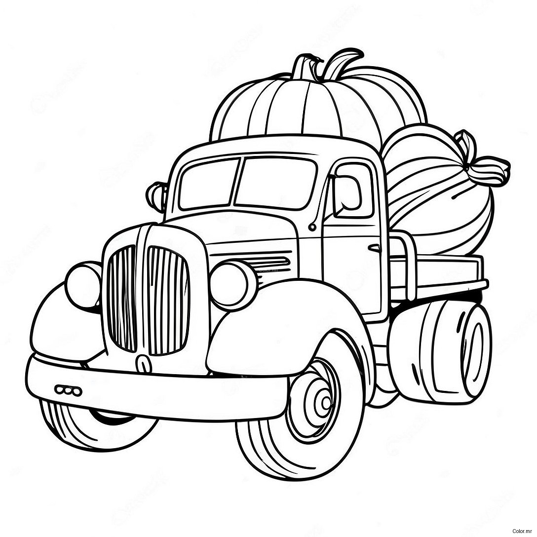 Page A Colorier De Camion De Citrouille Vintage 65971 54494