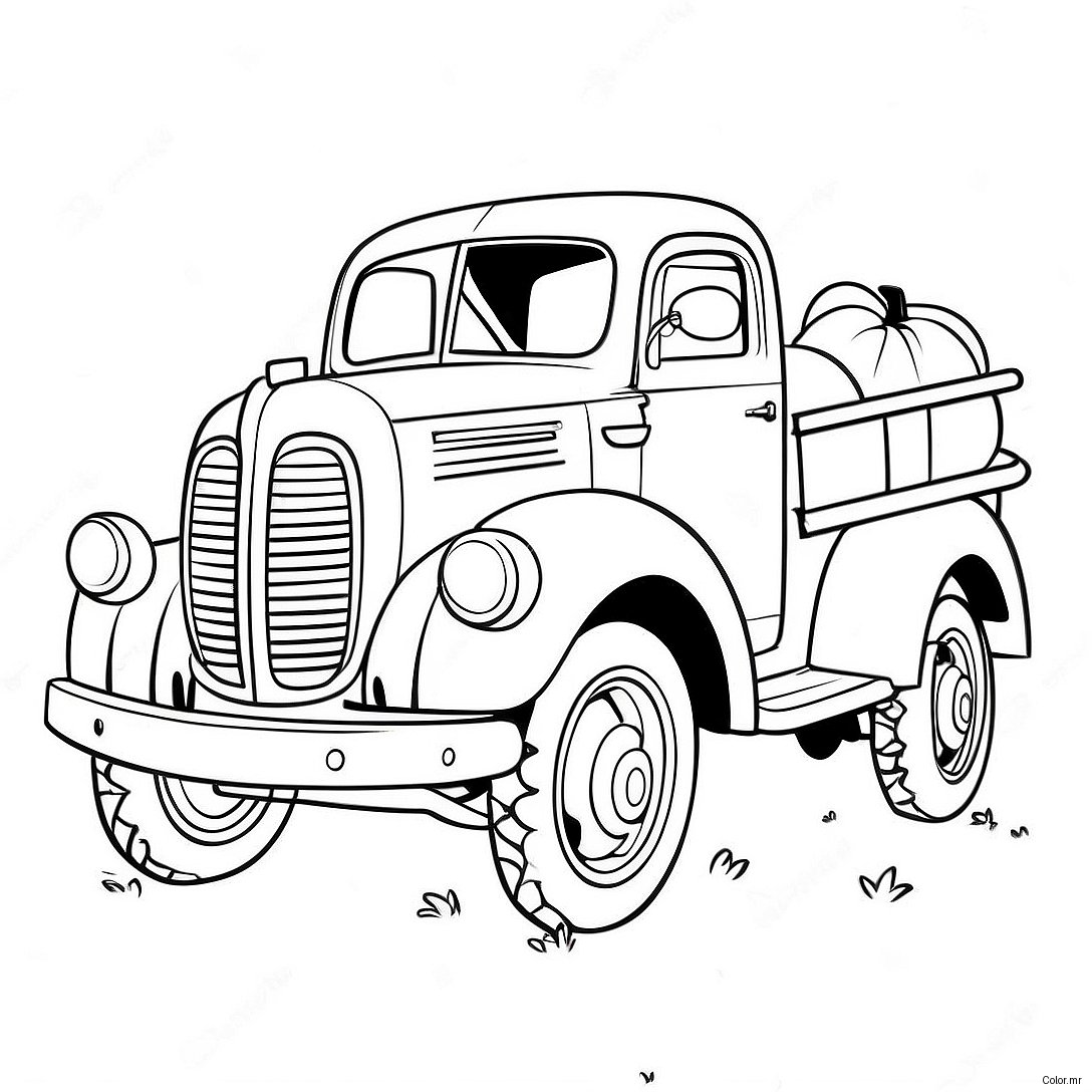 Page A Colorier De Camion De Citrouille Vintage 65971 54495