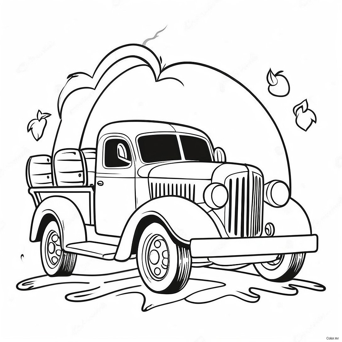 Page A Colorier De Camion De Citrouille Vintage 65971 54496