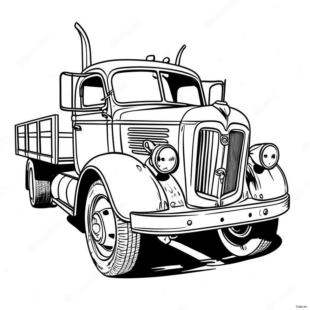 Page A Colorier De Camion Plateau Vintage 48335 40165