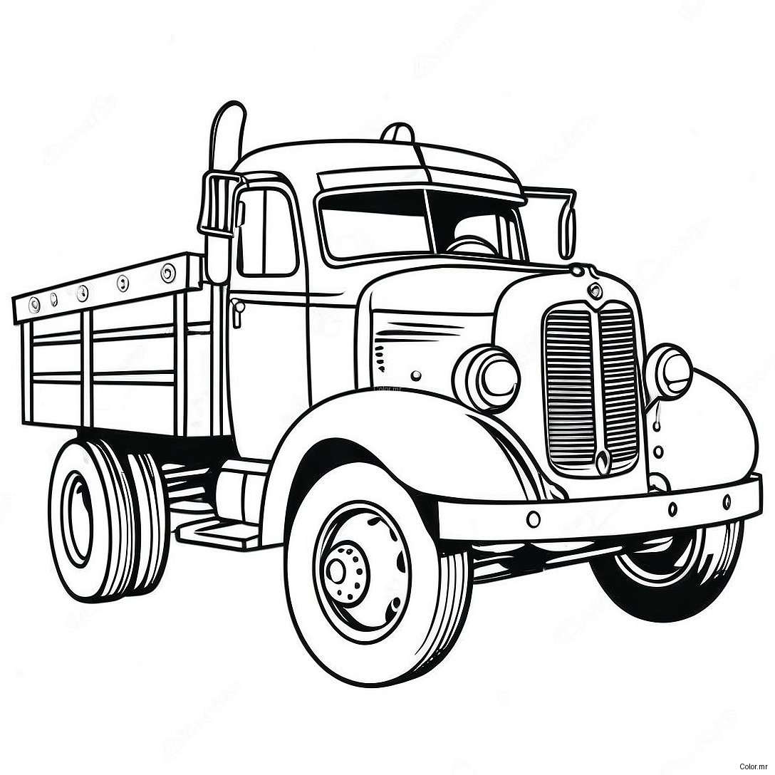 Page A Colorier De Camion Plateau Vintage 48335 40167