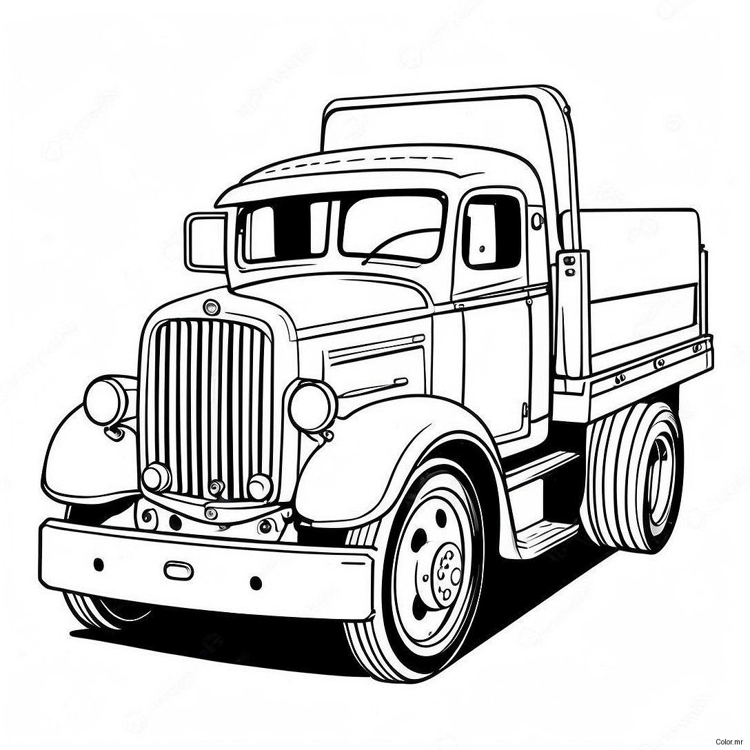 Page A Colorier De Camion Plateau Vintage 48335 40168