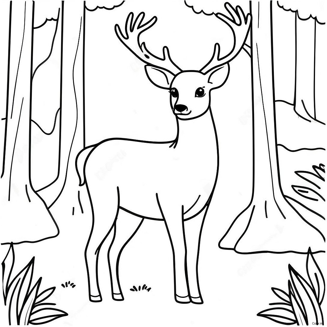 Page A Colorier De Cerf Realiste Dans La Foret 51884 43197