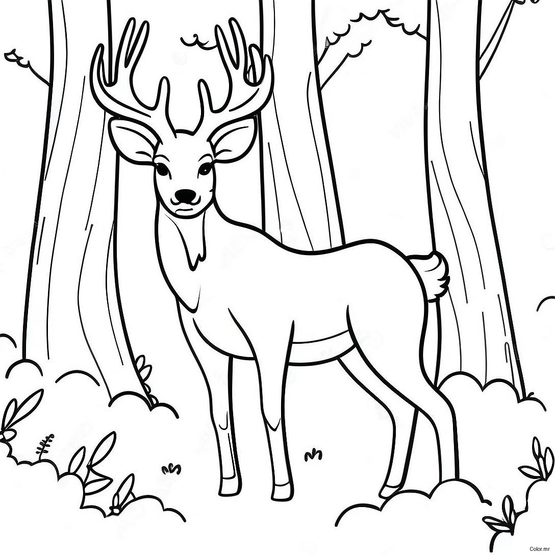Page A Colorier De Cerf Realiste Dans La Foret 51884 43198