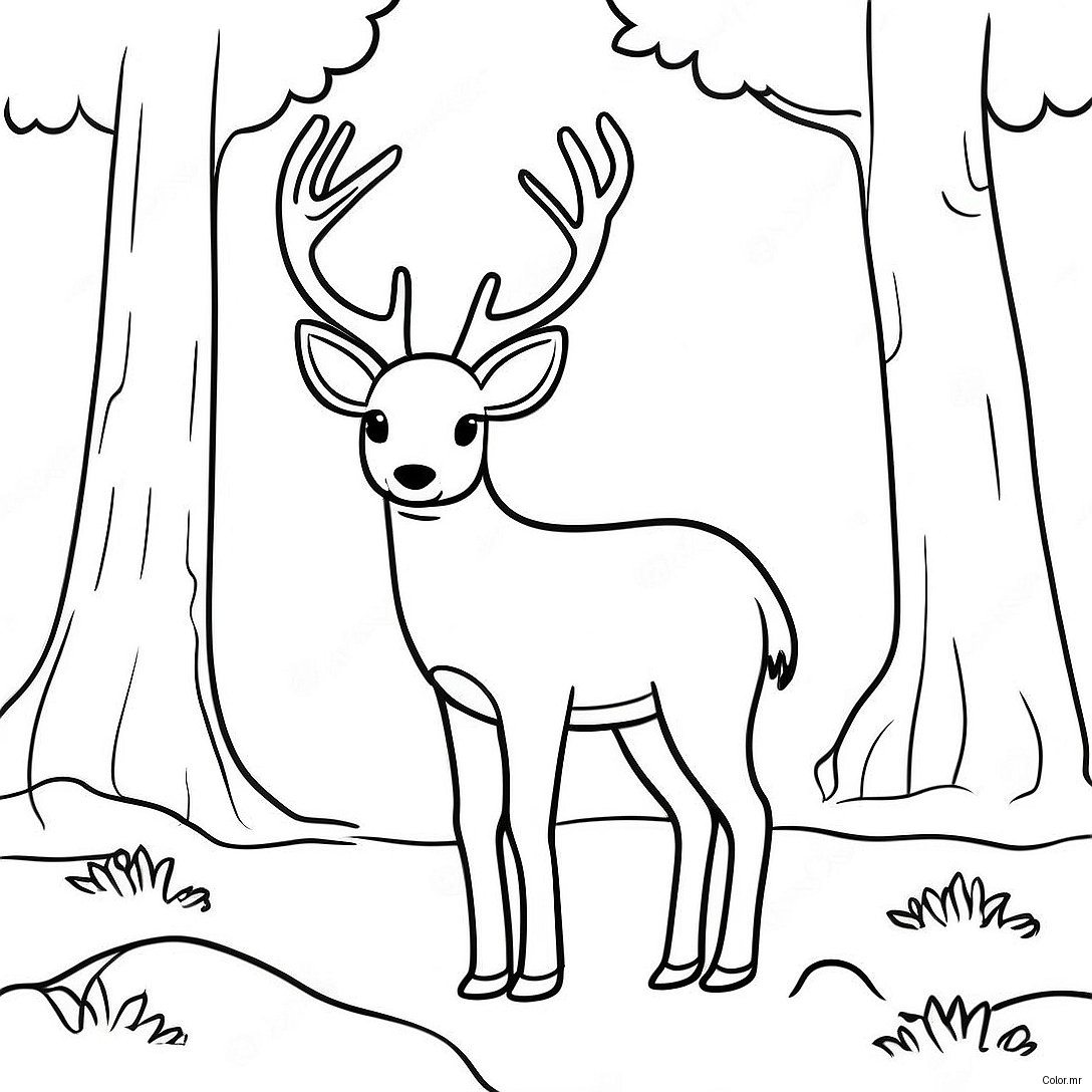 Page A Colorier De Cerf Realiste Dans La Foret 51884 43199