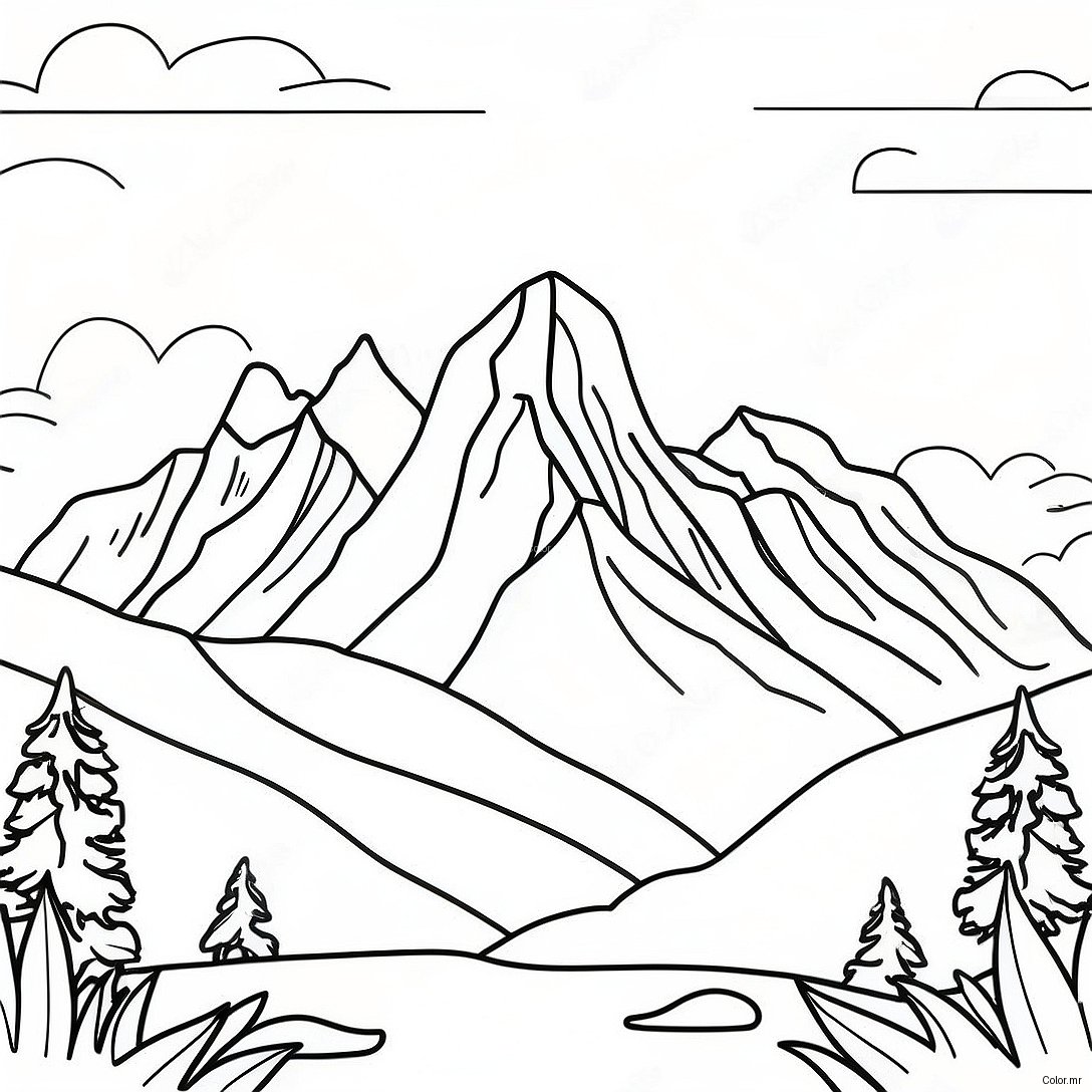 Page A Colorier De Chaine De Montagnes Majestueuse 62017 51397