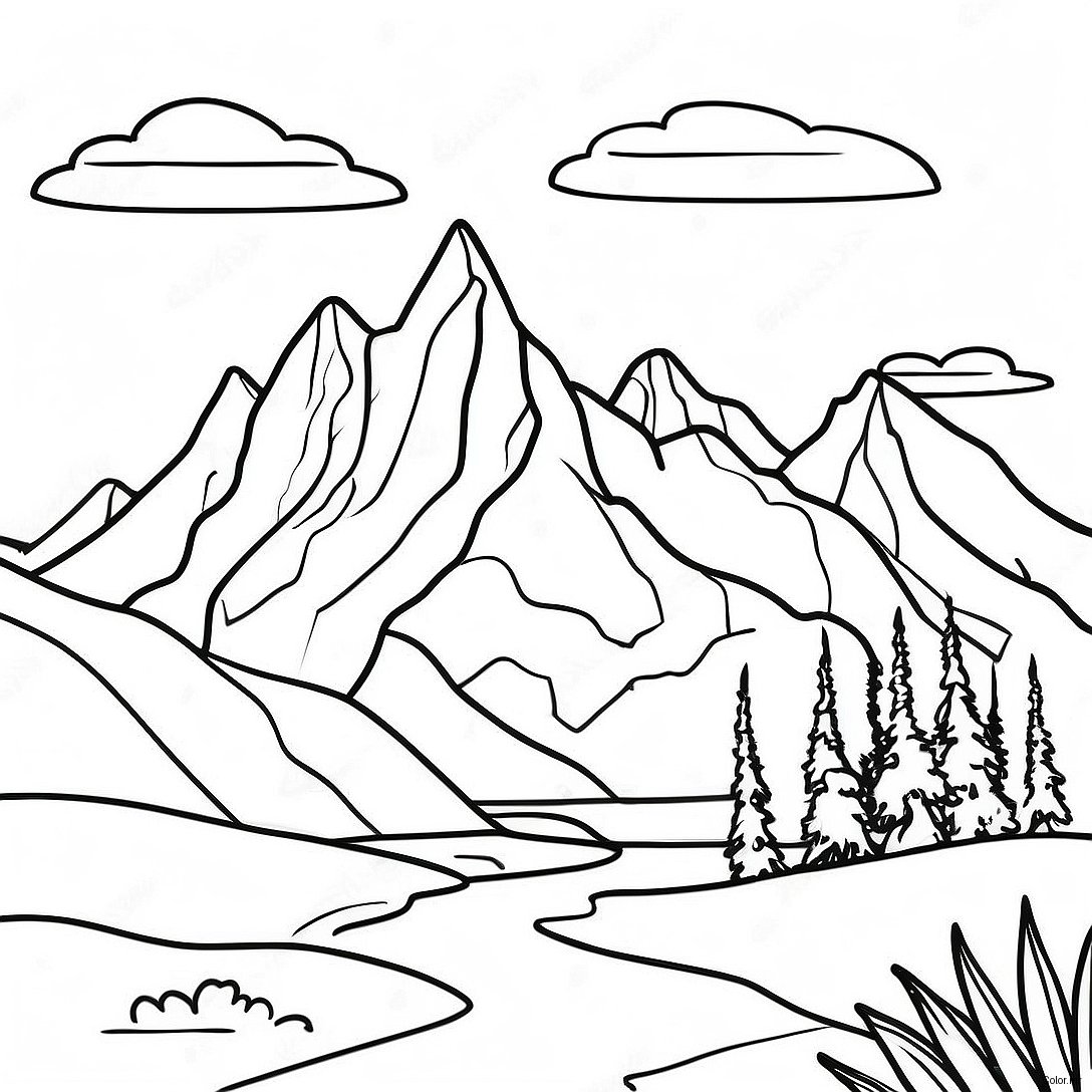 Page A Colorier De Chaine De Montagnes Majestueuse 62017 51398