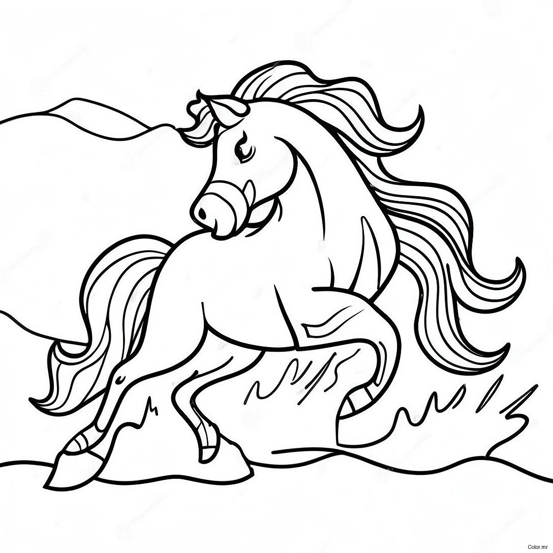 Page A Colorier De Cheval Sauvage Realiste Au Galop 3669 2977