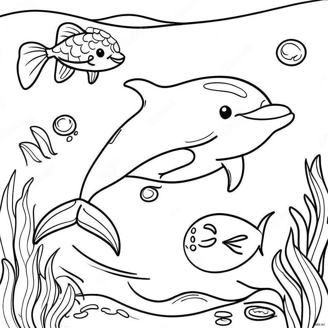 Page A Colorier De Dauphin Realiste Nageant Dans Locean 11327 9282