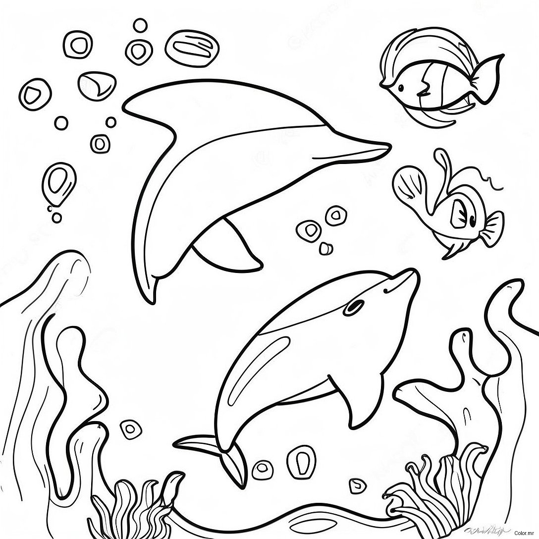 Page A Colorier De Dauphin Realiste Nageant Dans Locean 11327 9284