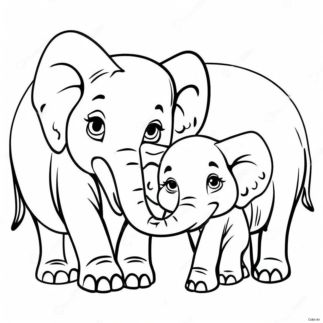 Page A Colorier De Famille Delephants Realistes 49484 41285