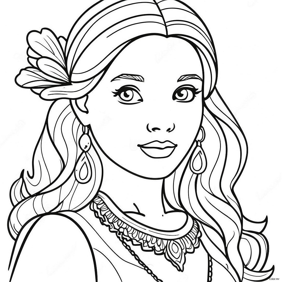 Page A Colorier De Fille Realiste 73094 60338