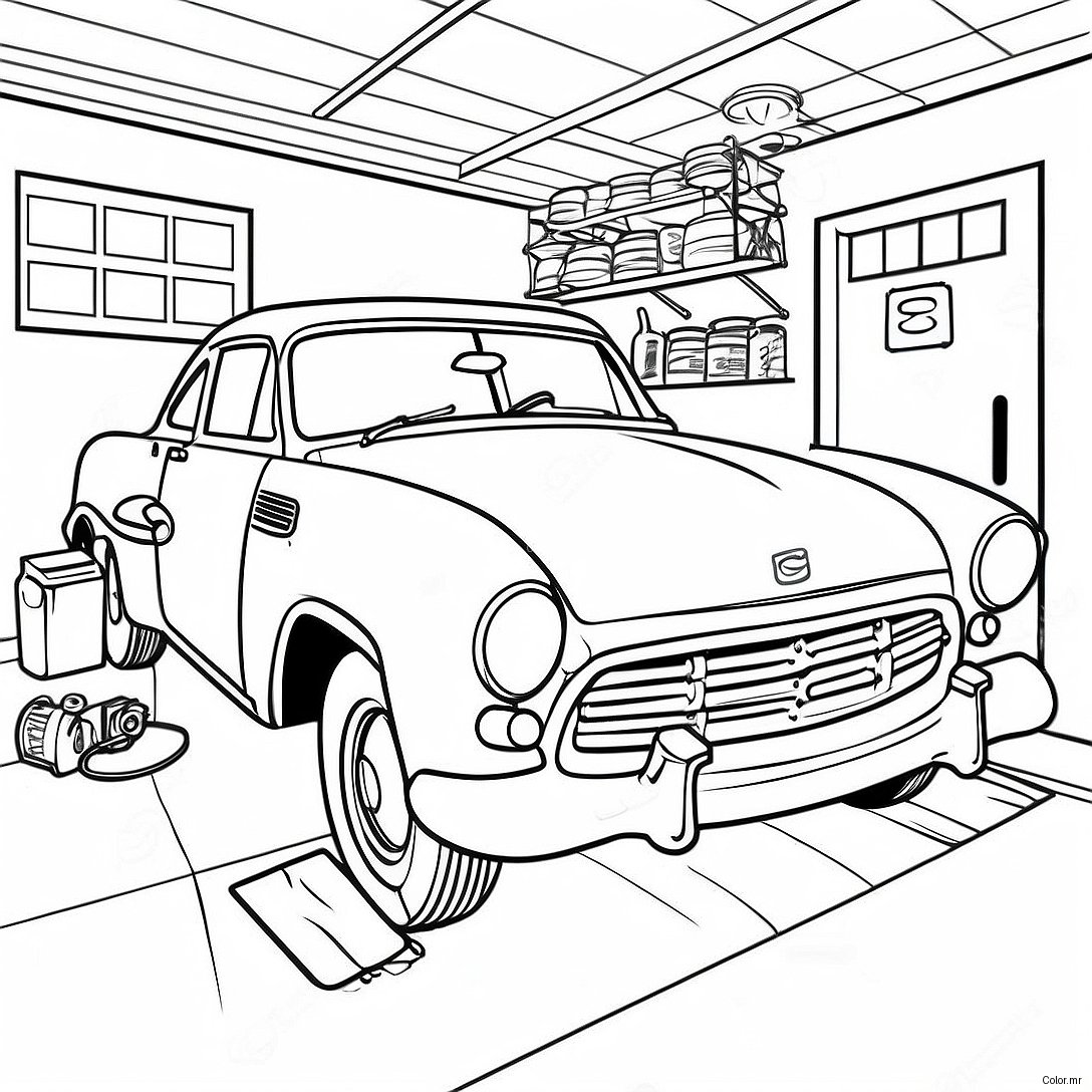 Page A Colorier De Garage De Mecanicien Vintage 49185 40849
