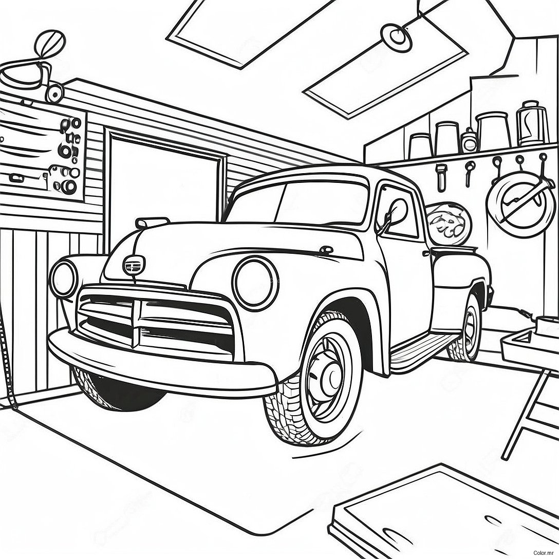 Page A Colorier De Garage De Mecanicien Vintage 49185 40851