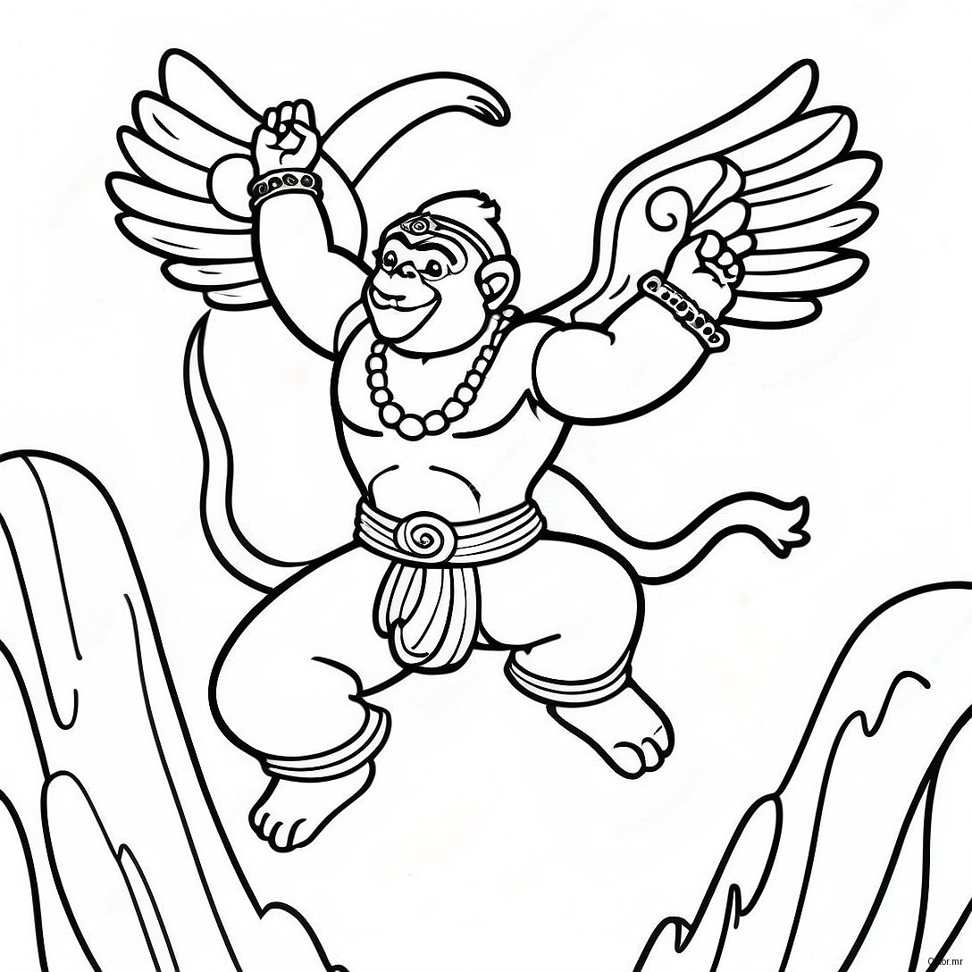 Page A Colorier De Hanuman Volant Avec Une Montagne 56012 46584