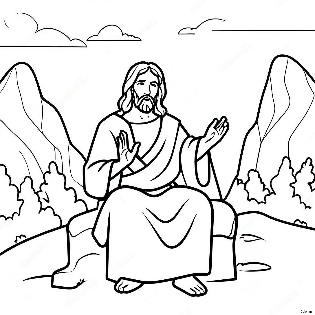 Page A Colorier De Jesus Enseignant Sur La Montagne 27213 24830