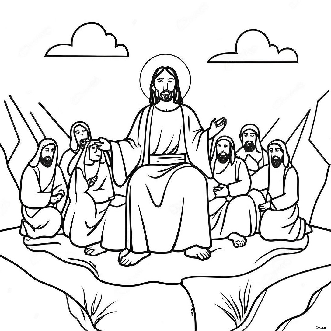 Page A Colorier De Jesus Enseignant Sur La Montagne 27213 24832