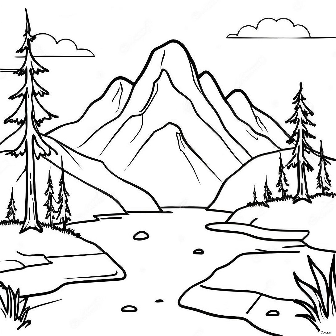 Page A Colorier De La Majestueuse Montagne Sauvage 30249 27198
