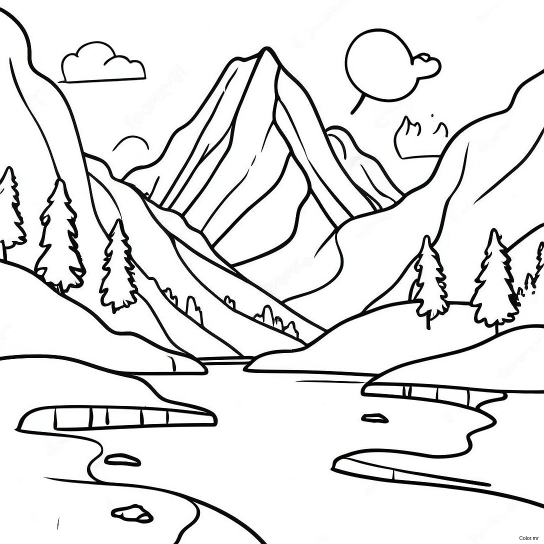 Page A Colorier De La Majestueuse Montagne Sauvage 30249 27199